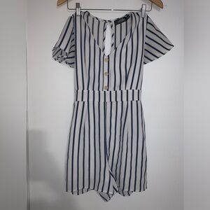 Women's Striped Blue and White Romper